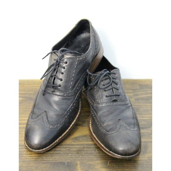 COLE HAAN GRAY BLACK GENUINE LEATHER LACE UP OXFORD DRESS MEN'S SHOES 11M - Picture 2 of 9